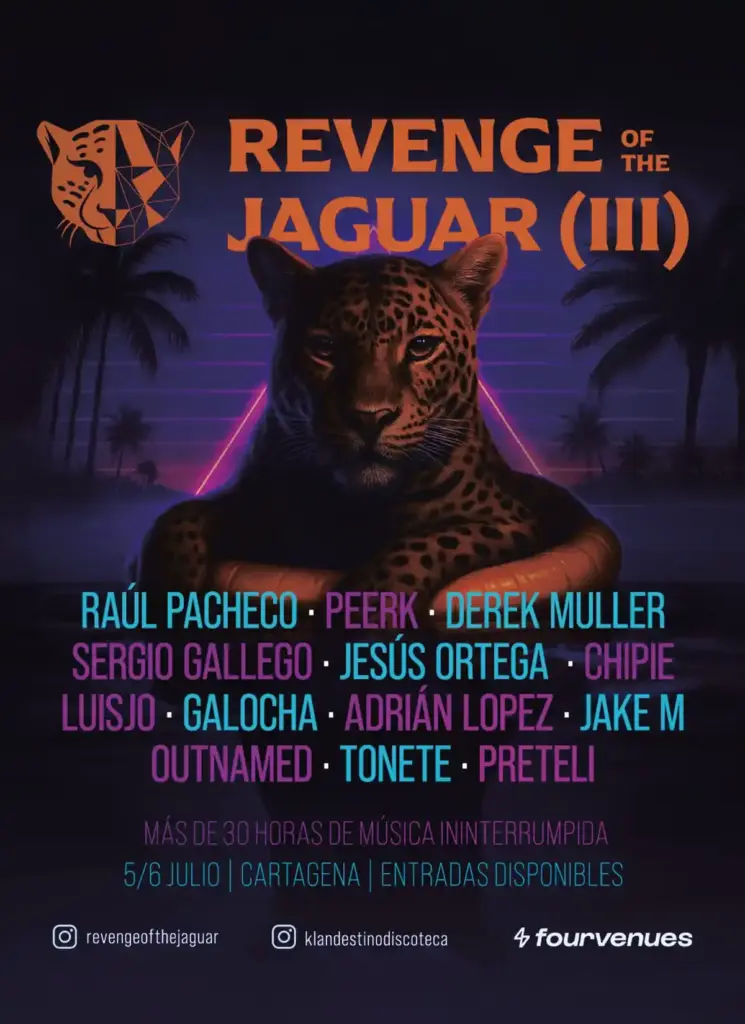 Revenge of the Jaguar 3: El maratón techno más esperado regresa a Cartagena este 5 y 6 de julio